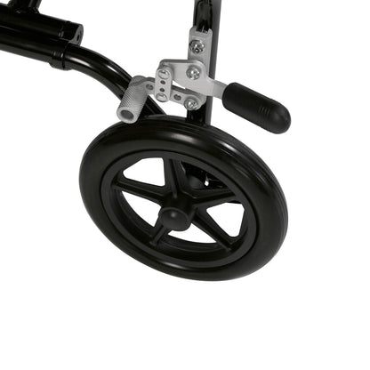 drive™ Fly-Lite Ultra Transport Wheelchair, Blue Frame w/ Plaid Upholstery