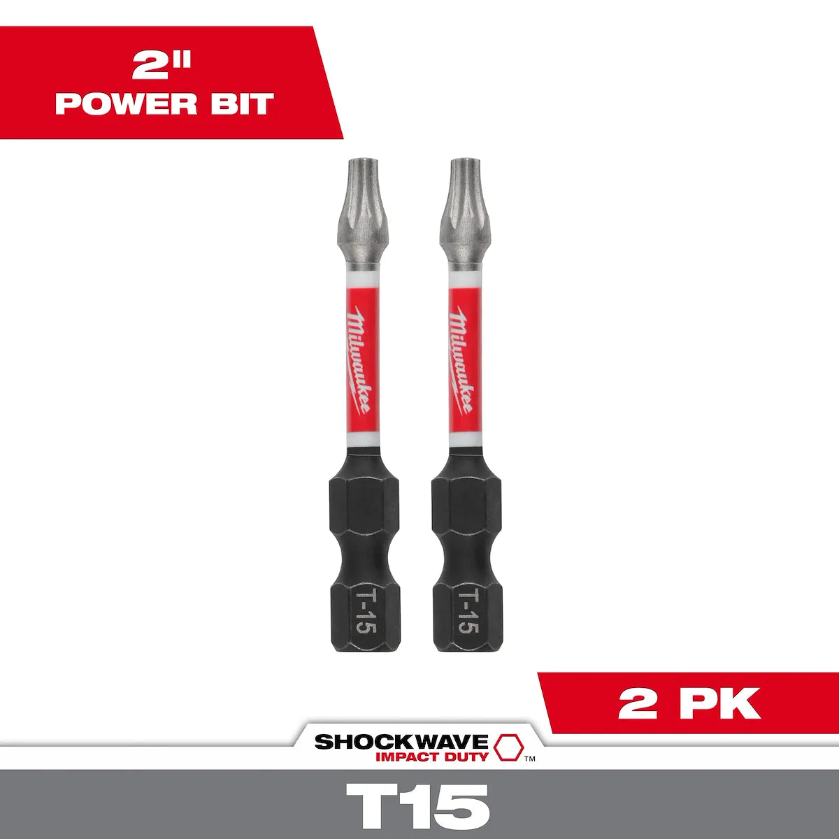 Milwaukee SHOCKWAVE Impact Duty 2" T15 Bit (2 Pk) 48-32-4983 | T15 Drive, 2-Piece