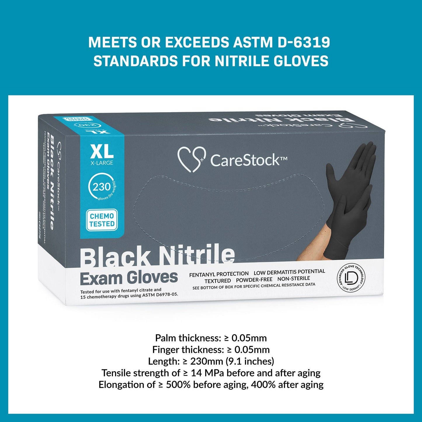 CareStock™ Nitrile Exam Gloves, Black - view 4