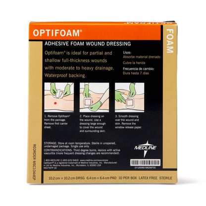 Optifoam® Adhesive with Border Foam Dressing, 4½ x 4½ Inch