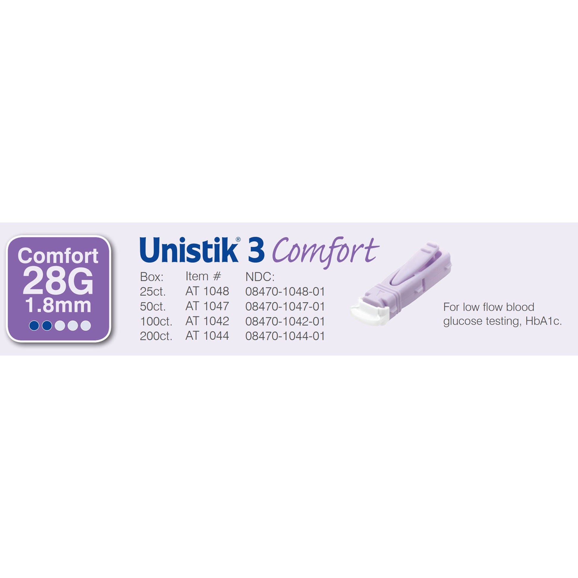 Unistik® 3 Comfort Safety Lancet, 1.8 millimeter Depth