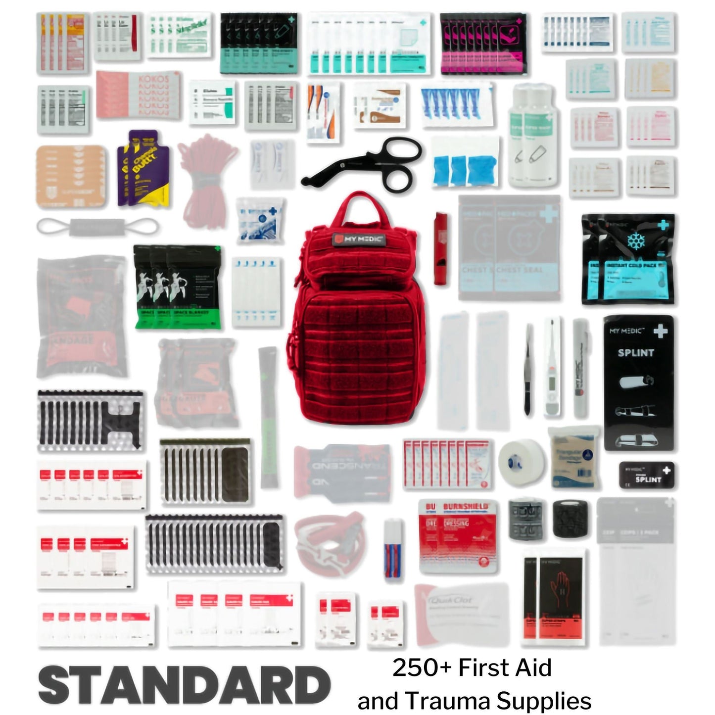 My Medic Recon First Aid Kit Backpack with Emergency Medical Supplies - Red