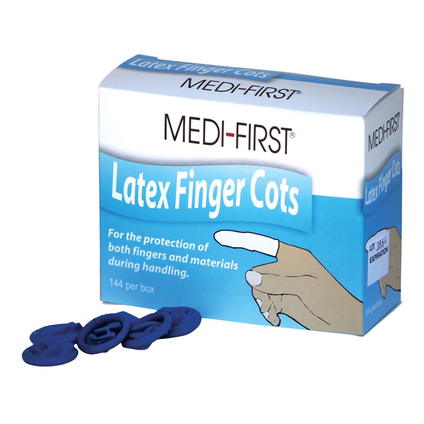 Medi-First® Latex Finger Cots, Blue - view 4