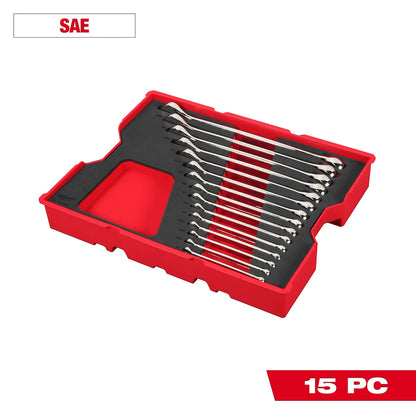 Milwaukee 15pc. SAE Combination Wrench Set with Tray for PACKOUT Drawers 45-96-9418