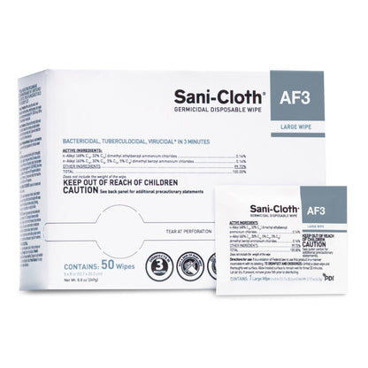 Sani-Cloth® AF3 Germicidal Large Disinfectant Wipes, Individual Packet, .