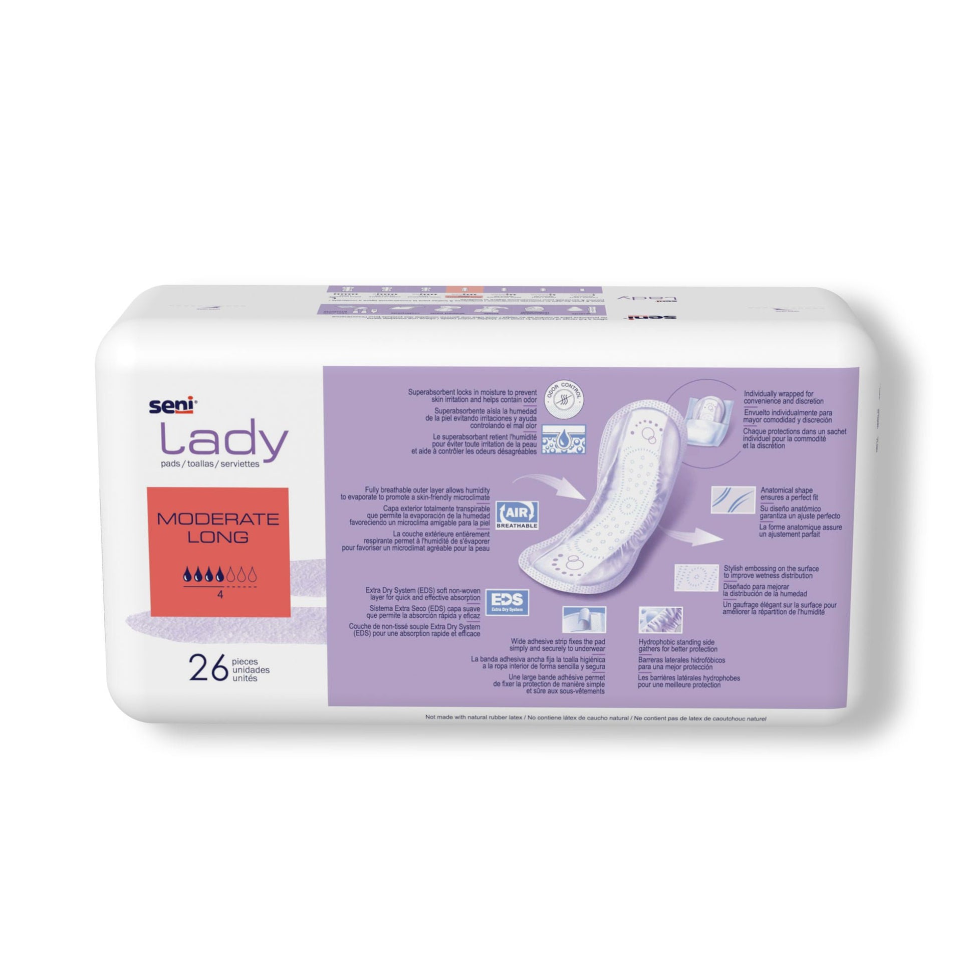 Seni® Lady Moderate Absorbency Bladder Control Pads, Long
