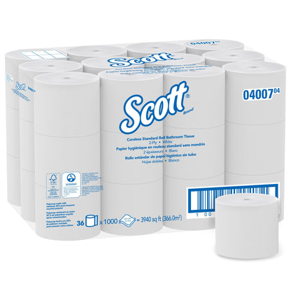 Scott Essential Toilet Tissue, Standard Size, Coreless Roll