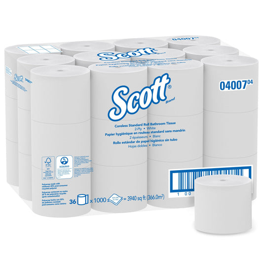 Scott Essential Toilet Tissue, Standard Size, Coreless Roll