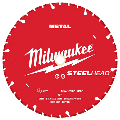 Milwaukee 9” STEELHEAD Metal Cutting Diamond Blade 49-93-7825 | Metal