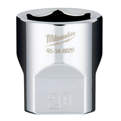 Milwaukee 3/8" Drive 20mm Socket 45-34-8020 | 3/8 in Drive, Chrome Vanadium Steel