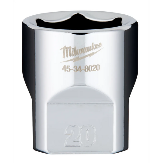 Milwaukee 3/8" Drive 20mm Socket 45-34-8020 | 3/8 in Drive, Chrome Vanadium Steel