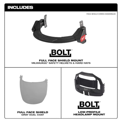 Milwaukee BOLT Full Face Shield - Gray Dual Coat Lens (Compatible with Safety Helmets & Hard Hats) 48-73-1425