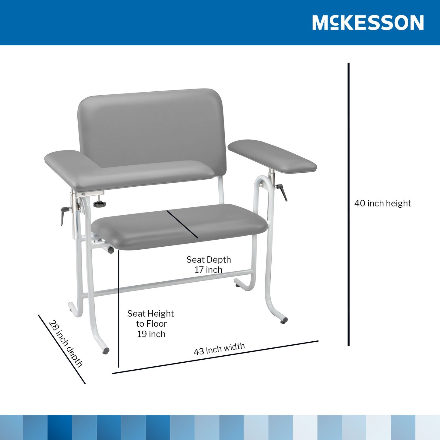 McKesson Blood Drawing Chair with one Straight Arm and one Flip Up Arm