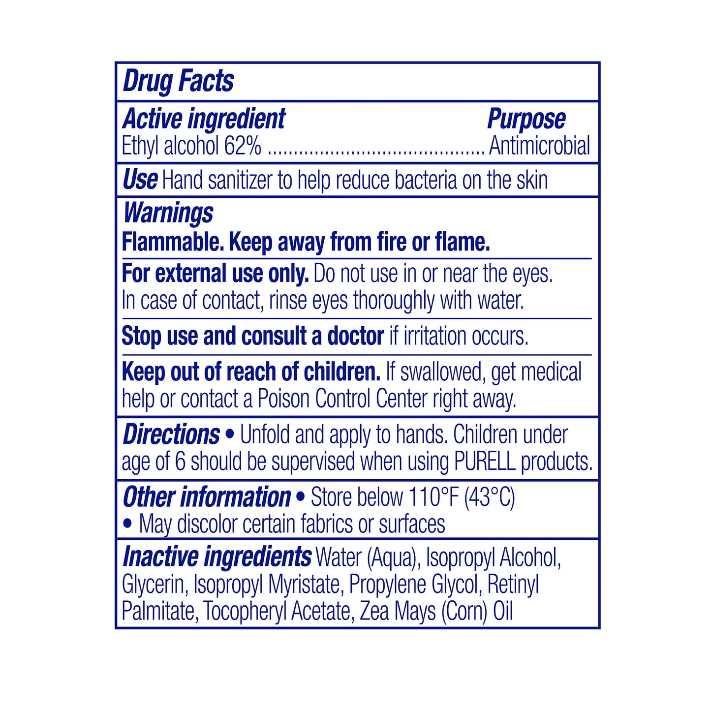 Purell® Hand Sanitizing Wipe, Ethyl Alcohol, Individual Packet