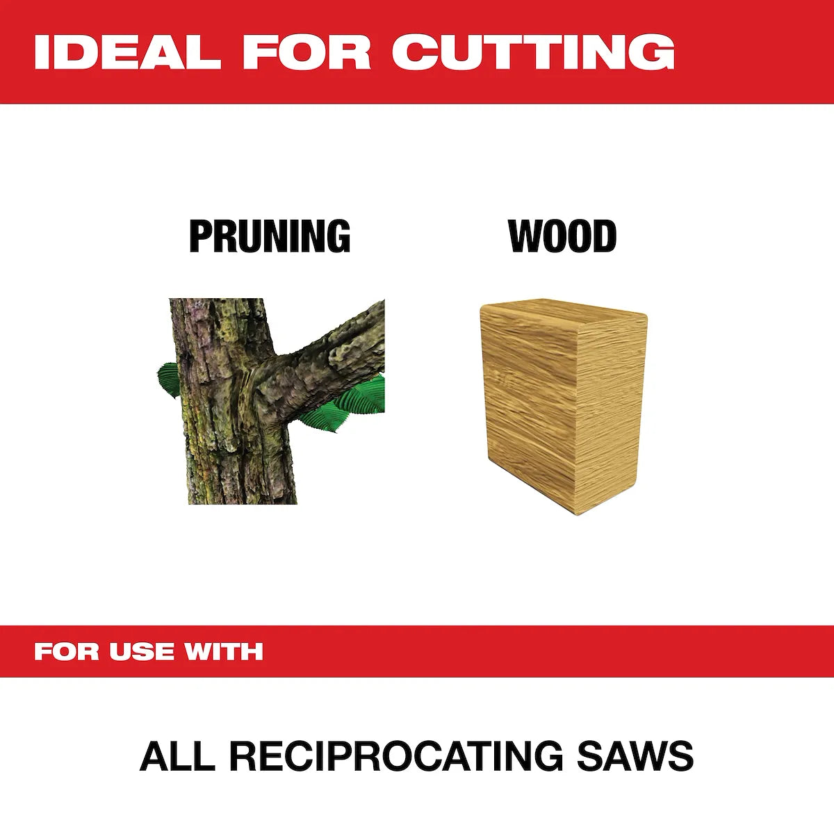 Milwaukee 12" 5 TPI Fleam Ground Pruning SAWZALL Blade for Clean Wood (5 PK) 48-00-1303 | 12 in Blade Length, 5-Piece