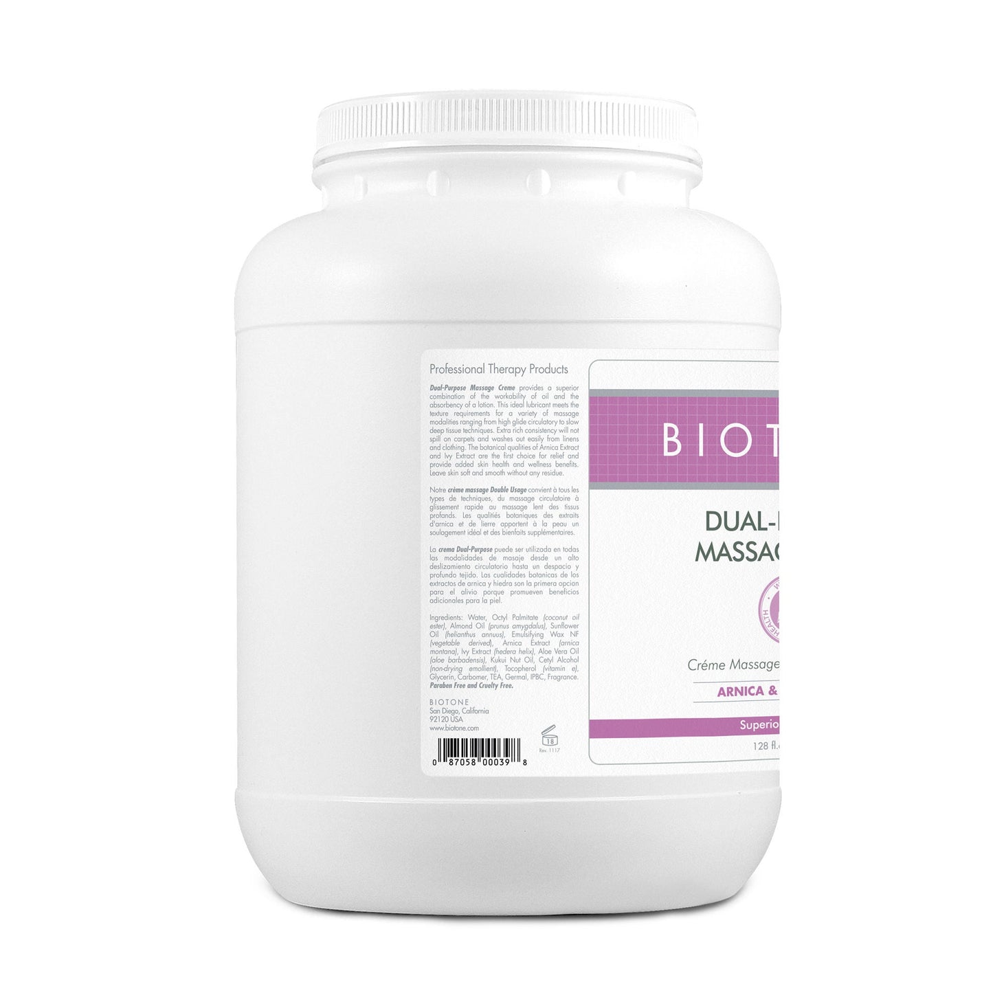 Biotone® Dual-Purpose Massage Crème with Arnica and Ivy Extracts, Jar