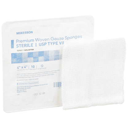 McKesson Sterile USP Type VII Gauze Sponge, 12-Ply