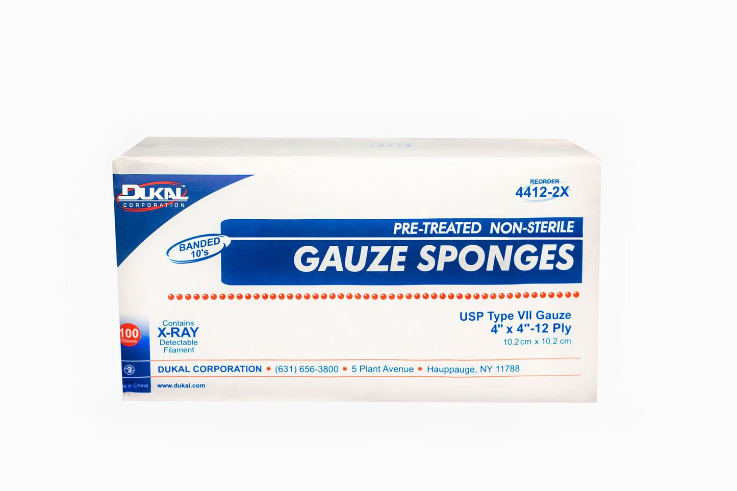 Dukal™ USP Type VII X-Ray Detectable Gauze Sponge, 12-Ply