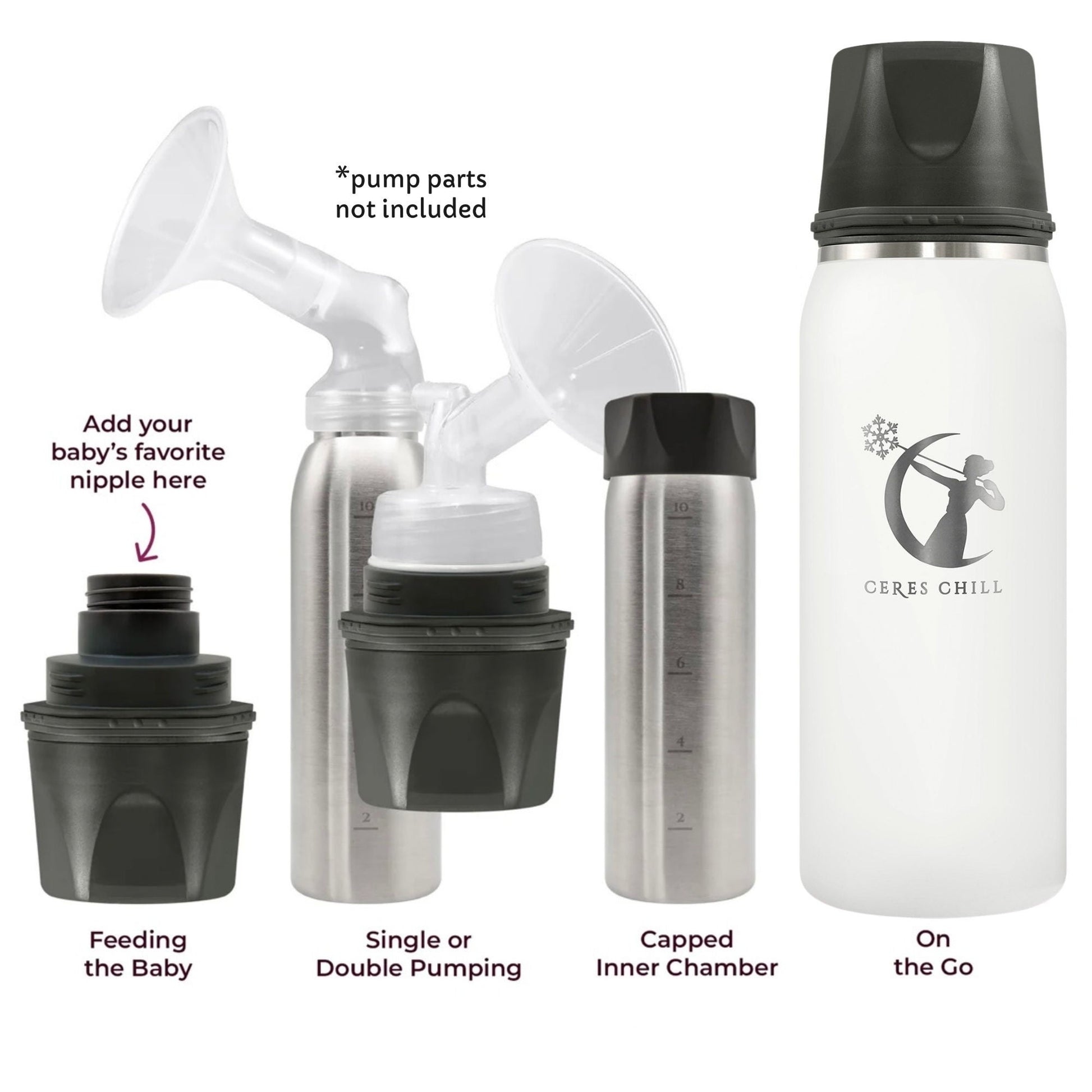 Ceres Chill OG Stainless Steel Breast Milk Chiller Container, White