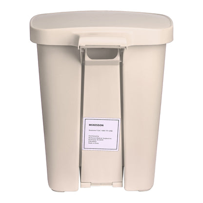 McKesson Waste Can with Step-On Pedal, Plastic, Beige, x 18.9 Inch