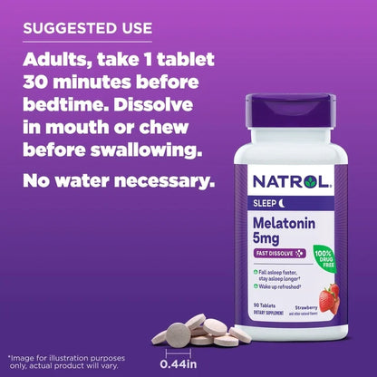 Natrol® Melatonin 5 mg Sleep Fast Dissolve Tablets Strawberry