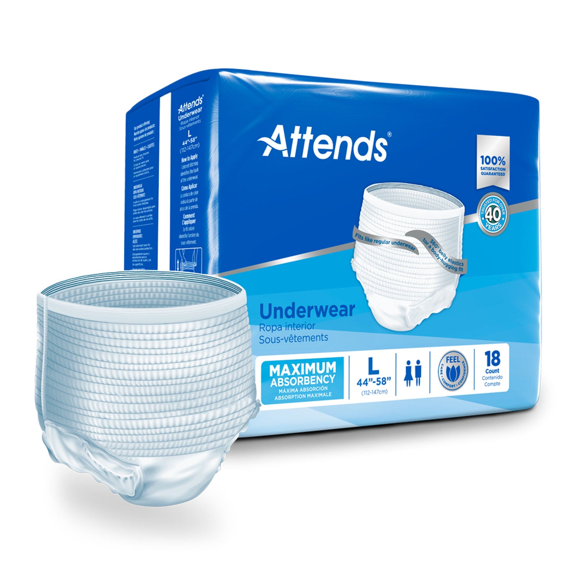 Attends® Care Adult Absorbent Underwear, Heavy Absorbency, White