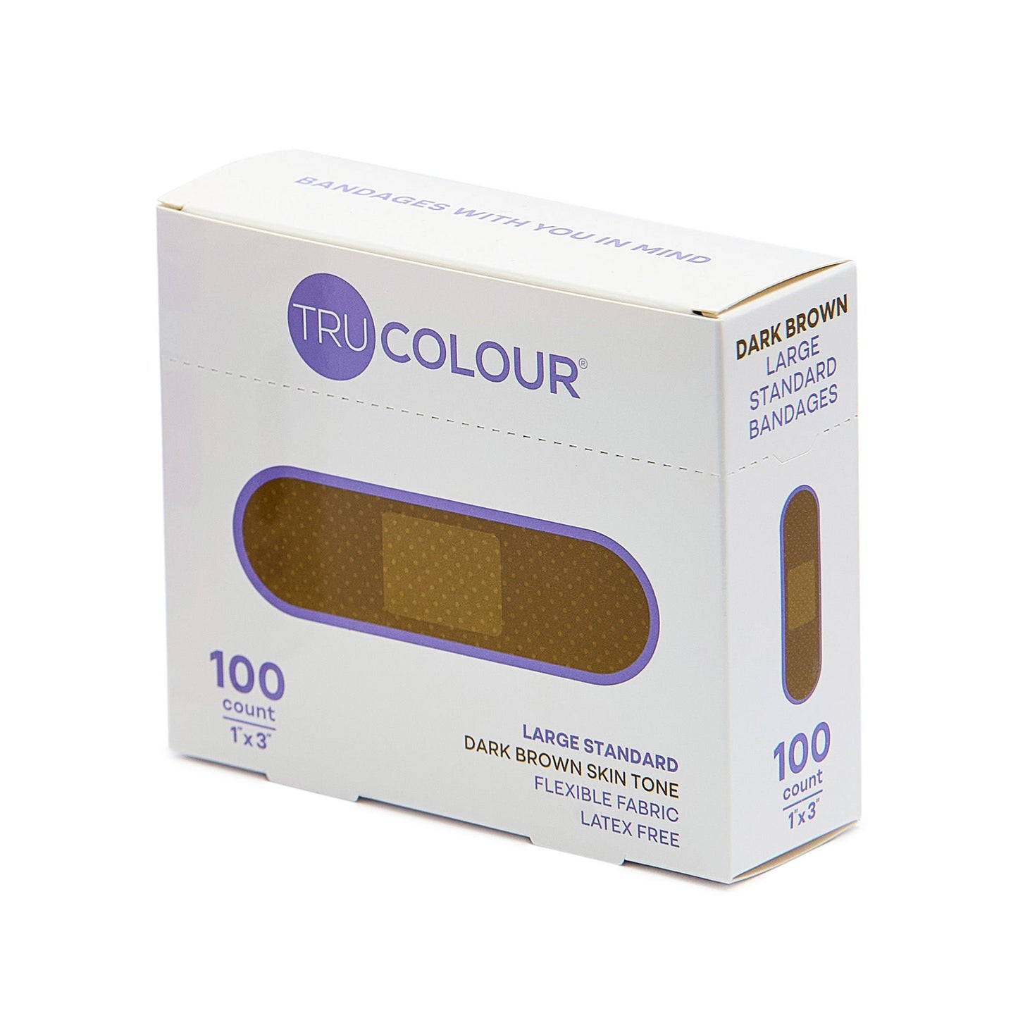 Tru-Colour Skin Tone Shade Fabric Bandage Adhesive Strip, Dark Brown