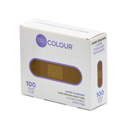 Tru-Colour Skin Tone Shade Fabric Bandage Adhesive Strip, Dark Brown