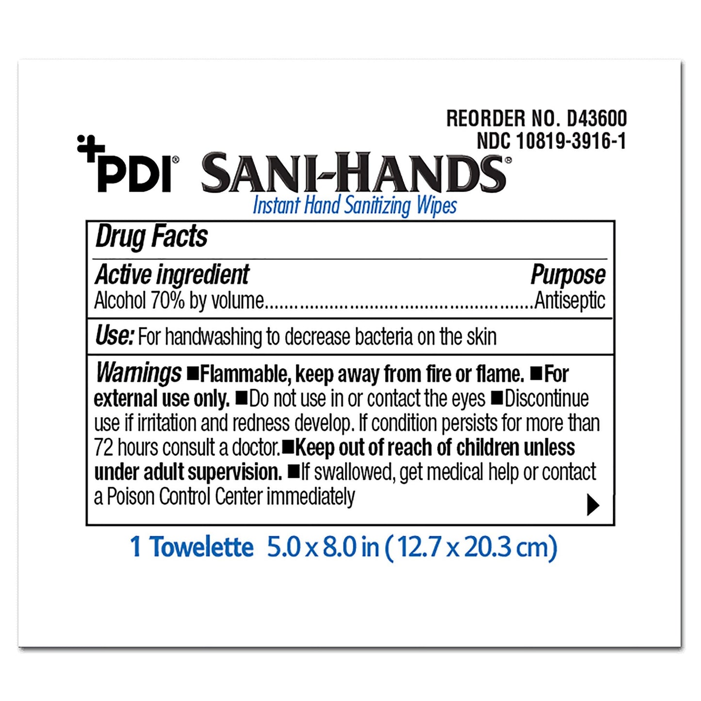 Sani-Hands® Hand Sanitizing Wipes, Ethyl Alcohol, Unscented