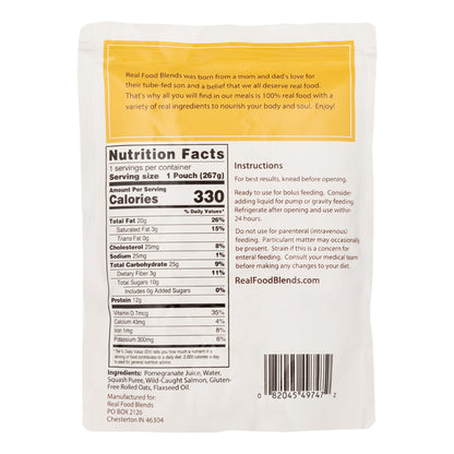 Real Food Blends™ Salmon, Oats & Squash Puree for Tube Feeding, pouch