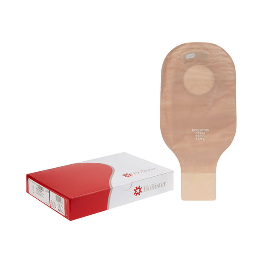 New Image™ 18143 2-Piece Beige Ostomy Pouch, Pre-cut to Fit Stomas, Red