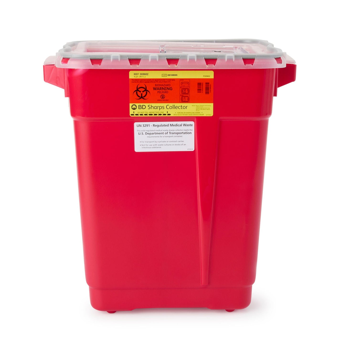 BD Sharps Container Red Base Vertical Entry 9 gal.