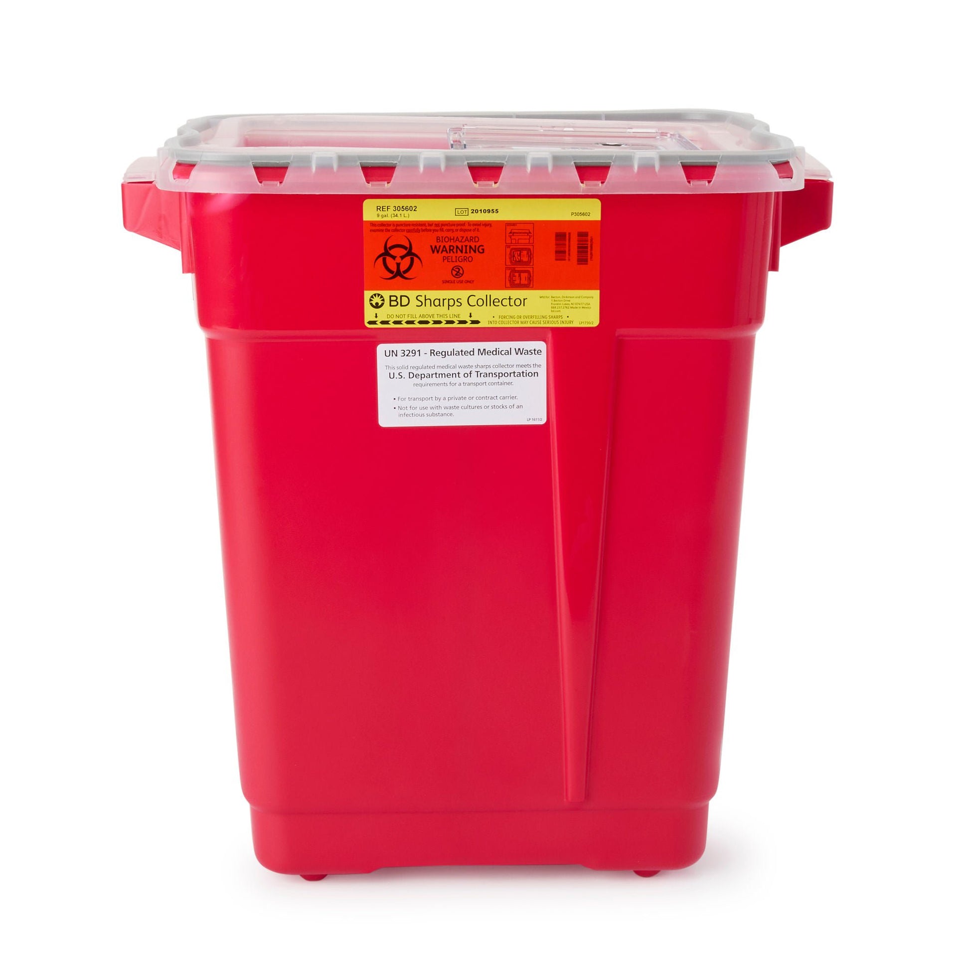 BD Sharps Container Red Base Vertical Entry 9 gal.