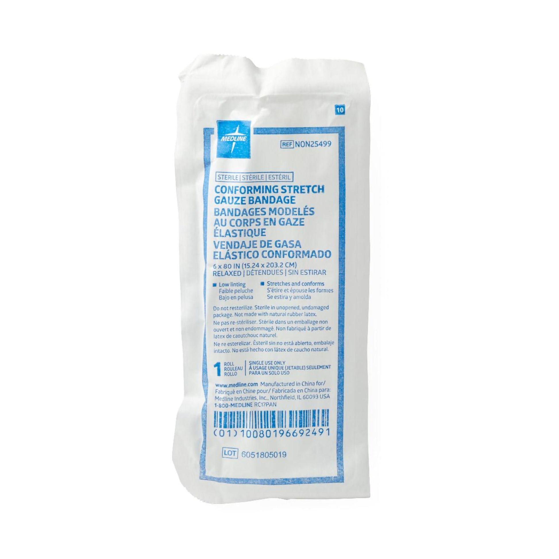 Medline Sterile Conforming Bandage, 1-Ply