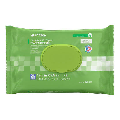 McKesson Flushable* Wet Wipes XL - Unscented, per Pack