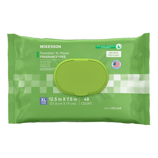McKesson Flushable* Wet Wipes XL - Unscented, per Pack