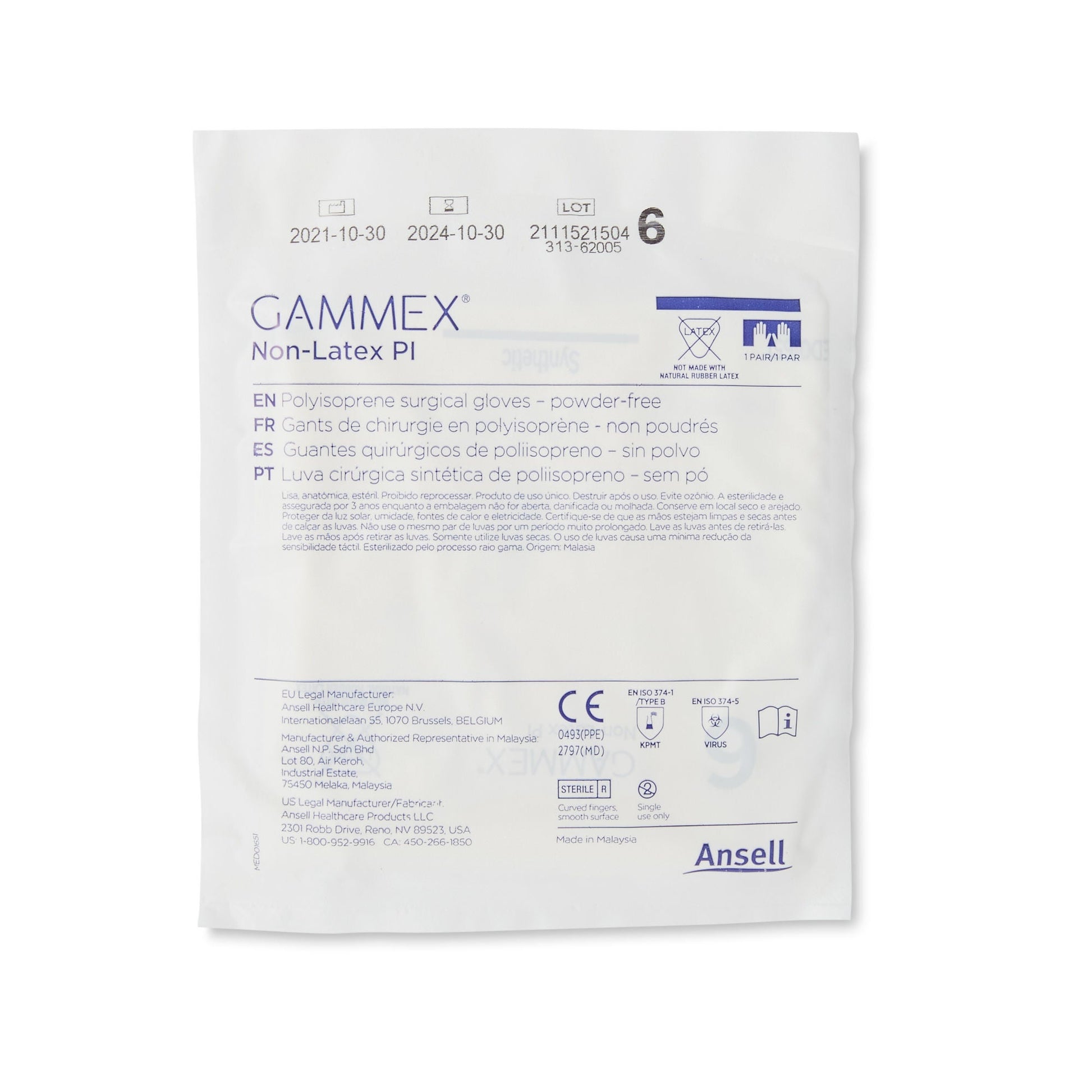 Sterile GAMMEX® Non-Latex PI Polyisoprene Surgical Gloves, White - view 4