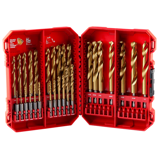 Milwaukee 29PC SHOCKWAVE Impact Duty RED HELIX Titanium Drill Bit Set 48-89-4672 | 29-Piece, Steel