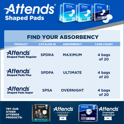 Attends® Shaped Bladder Control Pads, Plus