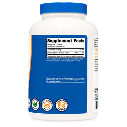nutricost Dietary Supplement Potassium Citrate 99 mg Strength Capsule
