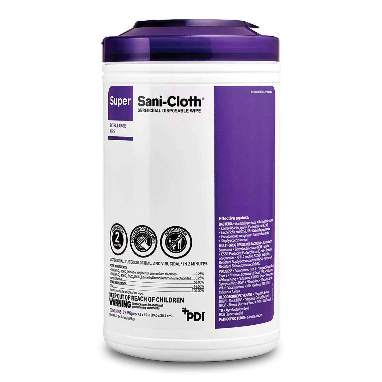 Super Sani-Cloth® Extra Large Germicidal Disinfectant Wipes, Canister, .