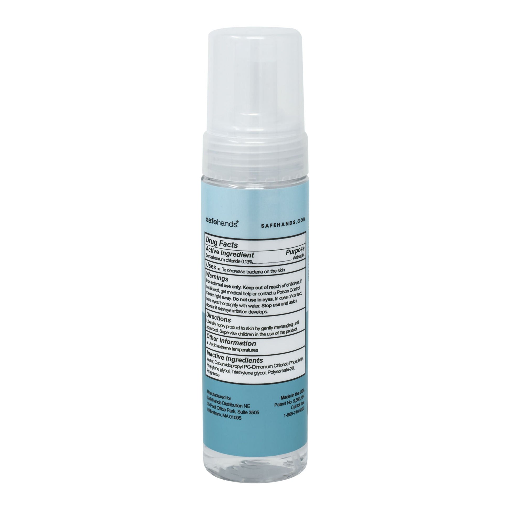 safeHands® Alcohol-Free Hand Sanitizer Bottle, Clean Linen Scent