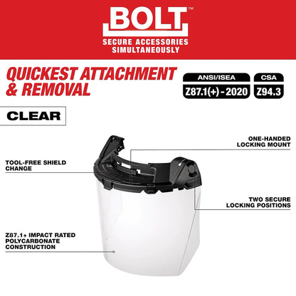 Milwaukee BOLT Task Full Face Shield - Clear Uncoated Lens (Compatible with BOLT Safety Helmets & BOLT Hard Hats) 48-73-1460