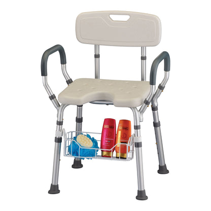 Nova Shower Chair Fixed Arms Aluminum Frame With Backrest 15-3/4 Inch Seat Width 300 lbs. Weight Capacity
