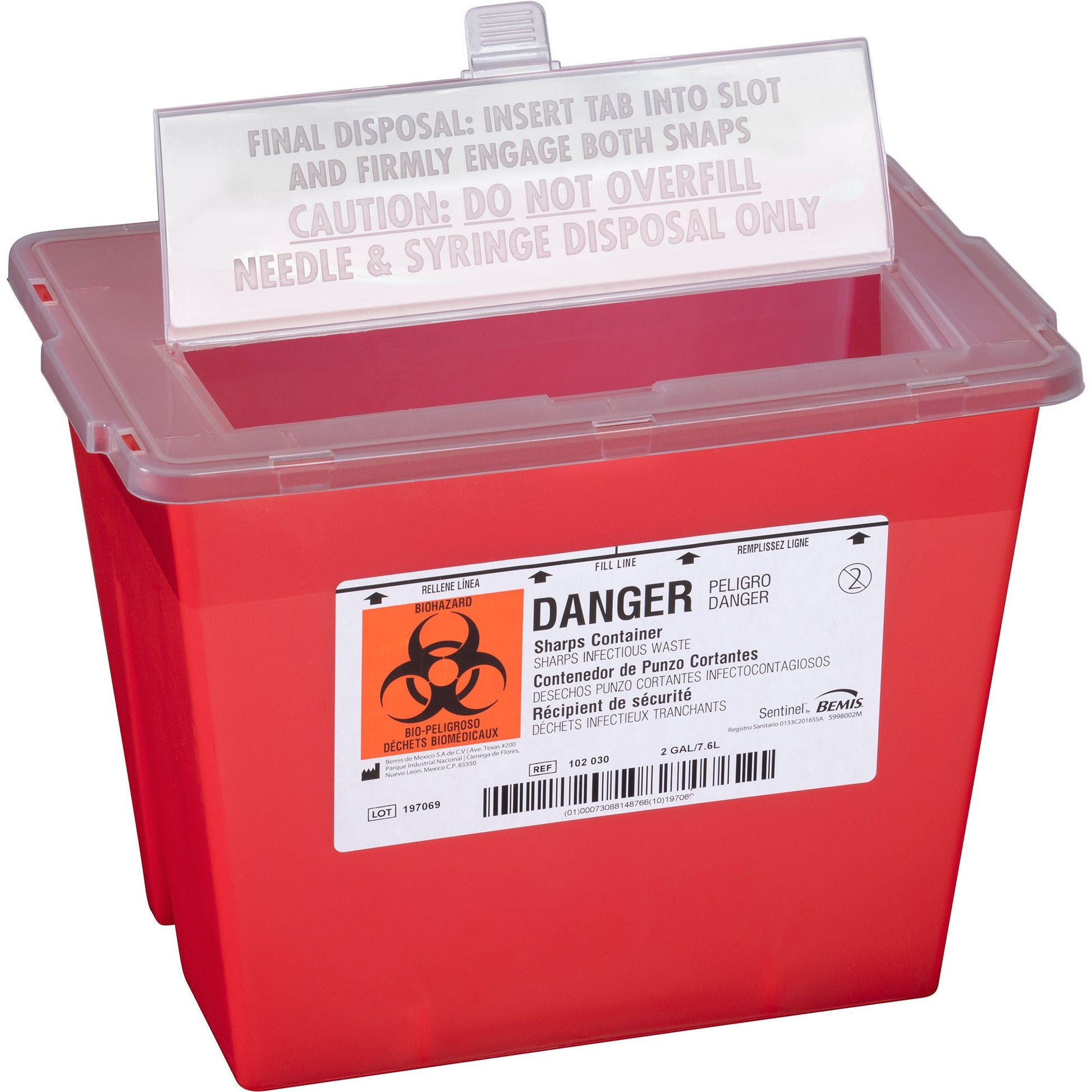 Bemis™ Sentinel Sharps Container, 2 Gallon