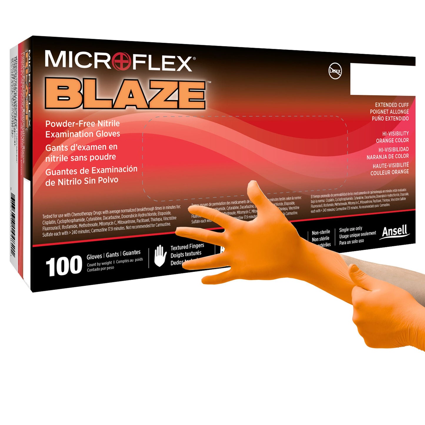 MICROFLEX® Blaze® Nitrile Exam Gloves, Orange - view 6