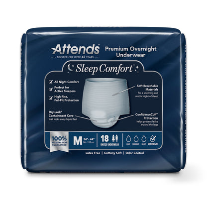 Attends® Sleep Comfort Premium Overnight Underwear, 24 – 44 Inches