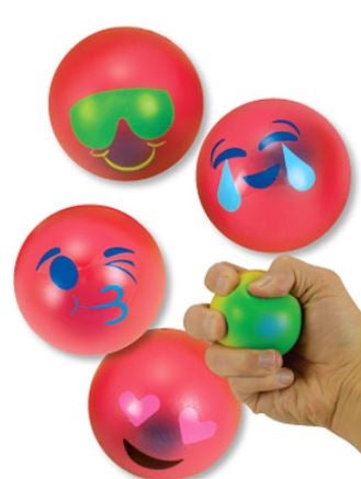 Kids Love Stickers Toys Emoji Squeeze Balls 2-1/2 Inch Diameter