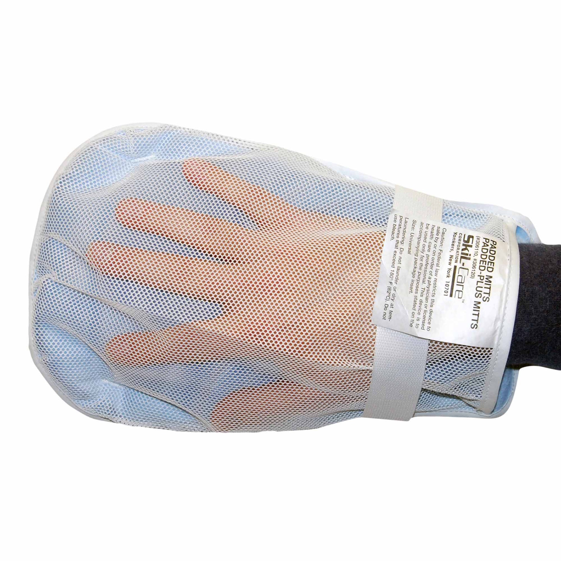SkiL-Care™ Hand Control Mitt, White/Blue