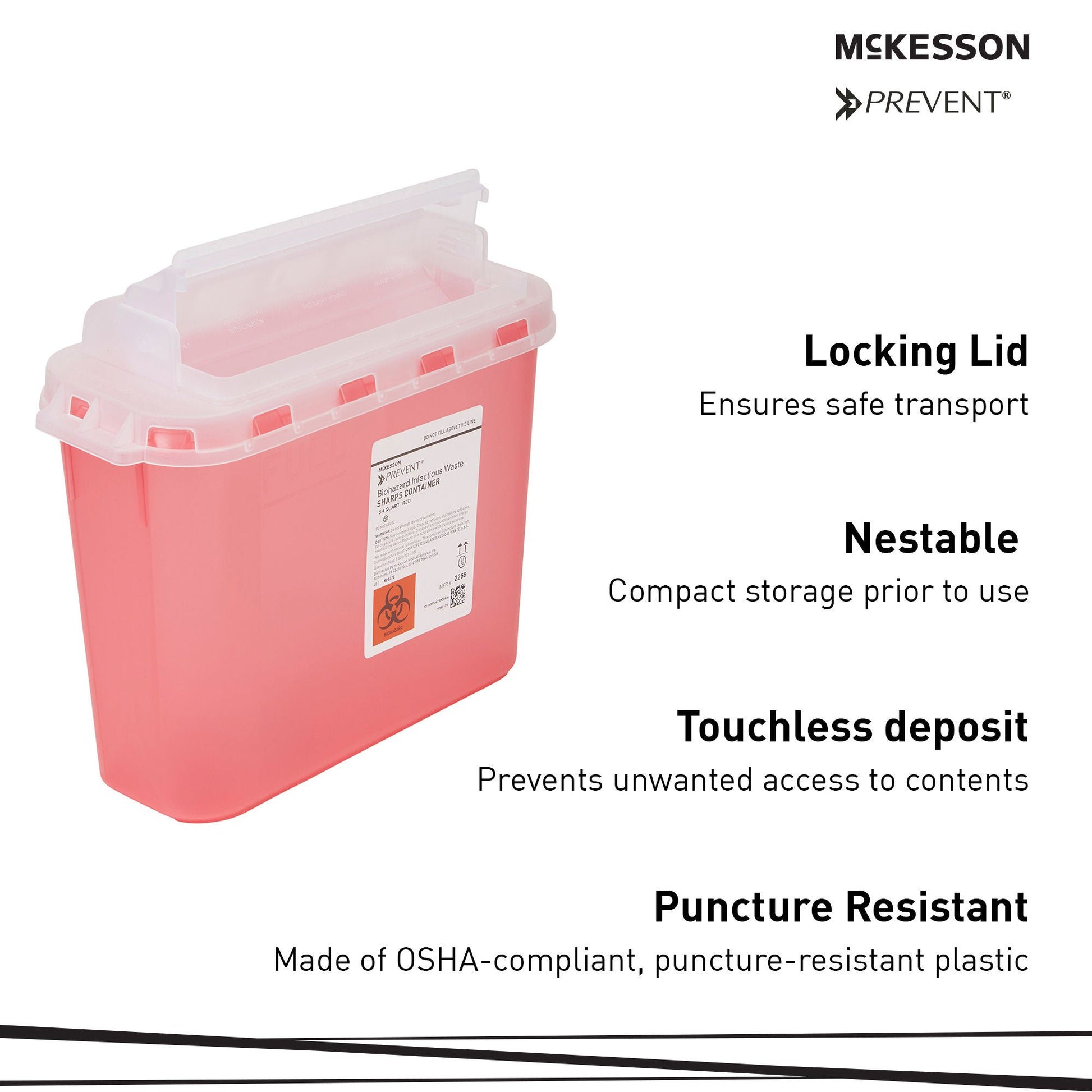 McKesson Prevent® Two-Piece Sharps Container, 5.4 Quart